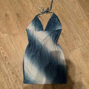 Princess Polly Lessa Mini Dress Blue / White Sparkle